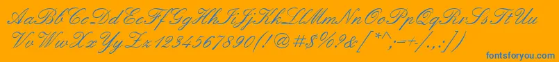 Quadrillescriptssk-Schriftart – Blaue Schriften auf orangefarbenem Hintergrund