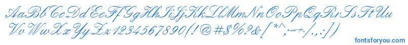 フォントQuadrillescriptssk – 白い背景に青い文字