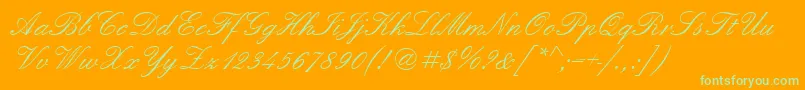 Quadrillescriptssk Font – Green Fonts on Orange Background