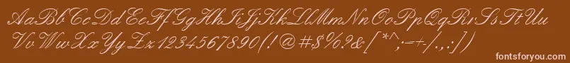フォントQuadrillescriptssk – 茶色の背景にピンクのフォント