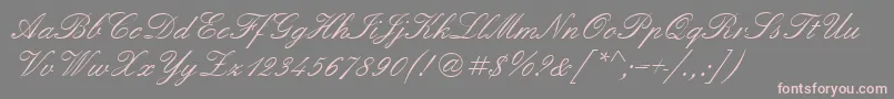Quadrillescriptssk-fontti – vaaleanpunaiset fontit harmaalla taustalla