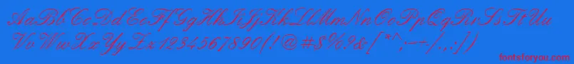 Quadrillescriptssk Font – Red Fonts on Blue Background