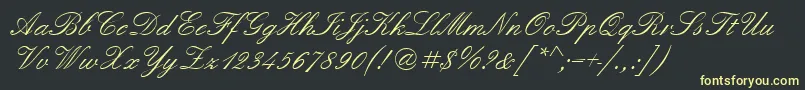 Quadrillescriptssk-Schriftart – Gelbe Schriften auf schwarzem Hintergrund