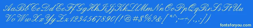 Quadrillescriptssk Font – Yellow Fonts on Blue Background