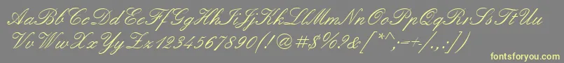 Quadrillescriptssk-Schriftart – Gelbe Schriften auf grauem Hintergrund