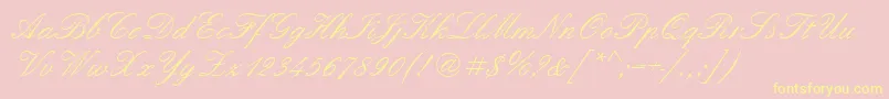 Quadrillescriptssk Font – Yellow Fonts on Pink Background