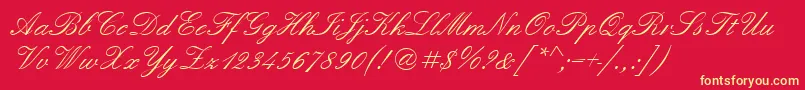 Quadrillescriptssk Font – Yellow Fonts on Red Background