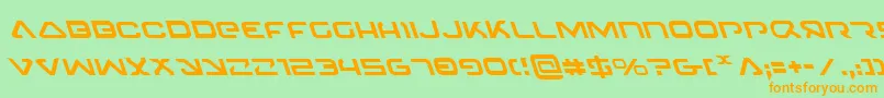 4114BlasterLeftalic-Schriftart – Orangefarbene Schriften auf grünem Hintergrund
