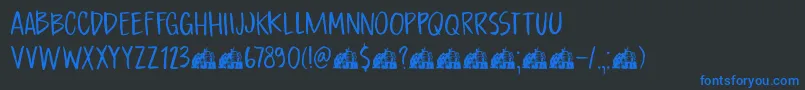 DkBoardingHouseI-Schriftart – Blaue Schriften auf schwarzem Hintergrund