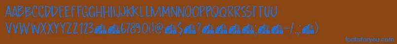 DkBoardingHouseI Font – Blue Fonts on Brown Background