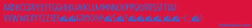 DkBoardingHouseI Font – Blue Fonts on Red Background