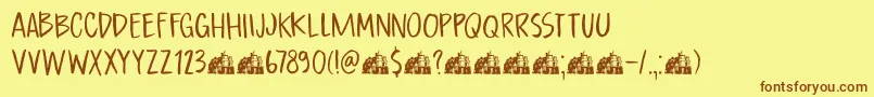 Fonte DkBoardingHouseI – fontes marrons em um fundo amarelo