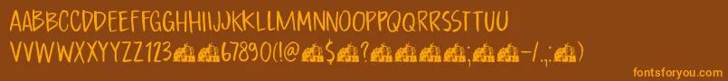 DkBoardingHouseI Font – Orange Fonts on Brown Background