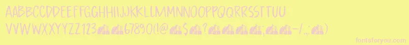 DkBoardingHouseI Font – Pink Fonts on Yellow Background