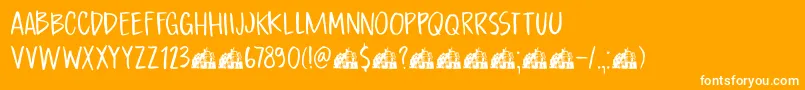 DkBoardingHouseI-fontti – valkoiset fontit oranssilla taustalla