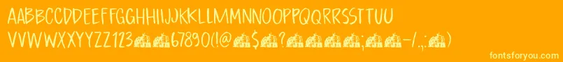 フォントDkBoardingHouseI – オレンジの背景に黄色の文字