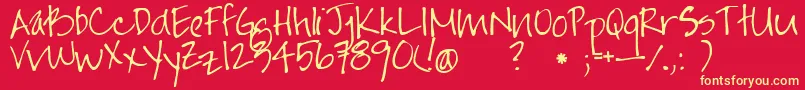 Jayneprint Font – Yellow Fonts on Red Background