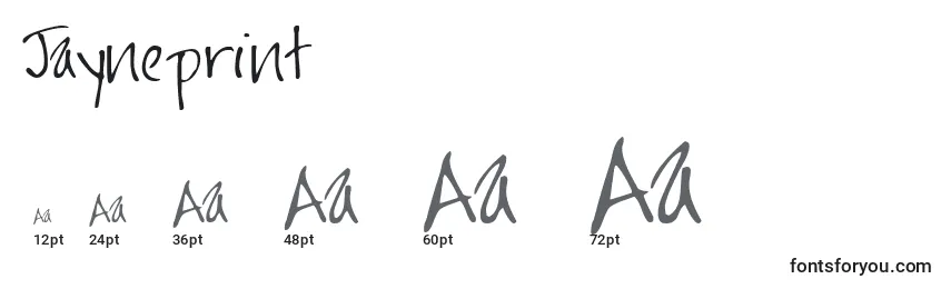 Jayneprint Font Sizes