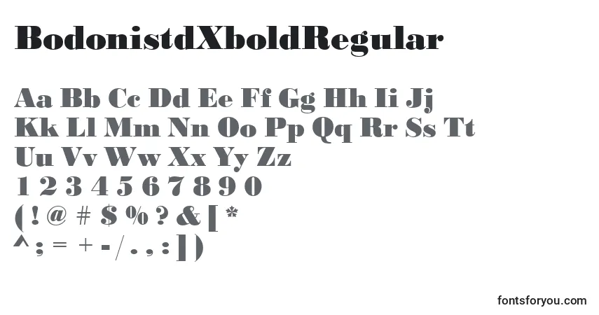 A fonte BodonistdXboldRegular – alfabeto, números, caracteres especiais