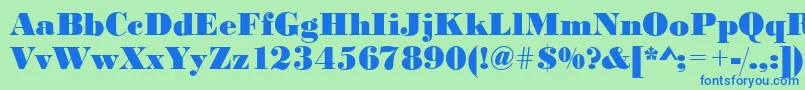 BodonistdXboldRegular-fontti – siniset fontit vihreällä taustalla