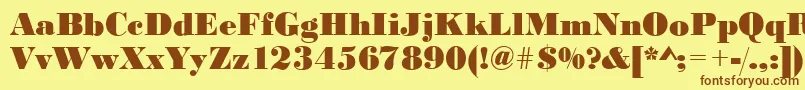 フォントBodonistdXboldRegular – 茶色の文字が黄色の背景にあります。