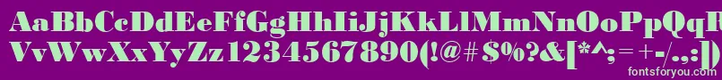 BodonistdXboldRegular-fontti – vihreät fontit violetilla taustalla