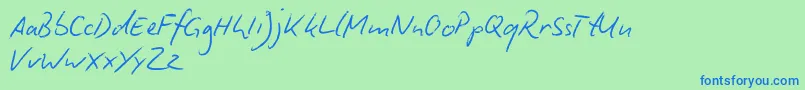 BiroScriptReduced Font – Blue Fonts on Green Background