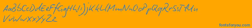 BiroScriptReduced-fontti – siniset fontit oranssilla taustalla