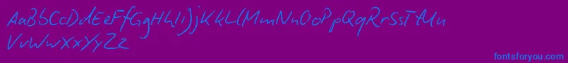 BiroScriptReduced-Schriftart – Blaue Schriften auf violettem Hintergrund