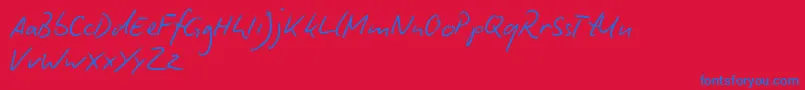 Fonte BiroScriptReduced – fontes azuis em um fundo vermelho
