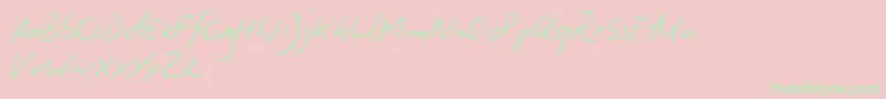 BiroScriptReduced Font – Green Fonts on Pink Background