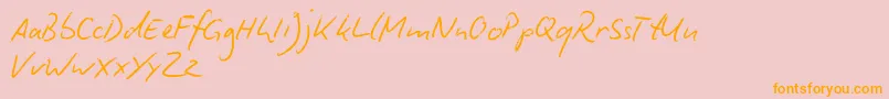 BiroScriptReduced-Schriftart – Orangefarbene Schriften auf rosa Hintergrund