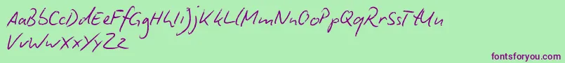 BiroScriptReduced Font – Purple Fonts on Green Background
