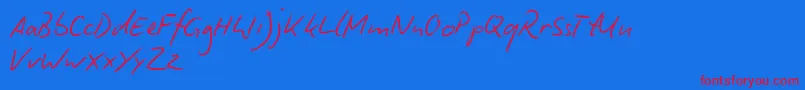 BiroScriptReduced-Schriftart – Rote Schriften auf blauem Hintergrund