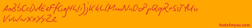 BiroScriptReduced Font – Red Fonts on Orange Background