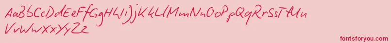 BiroScriptReduced Font – Red Fonts on Pink Background