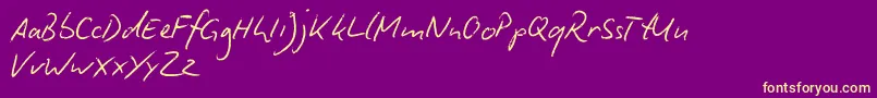 BiroScriptReduced Font – Yellow Fonts on Purple Background