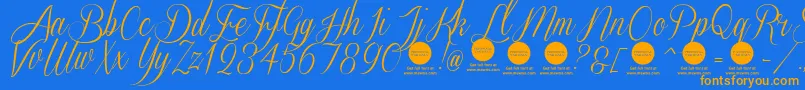 SverigescriptcleanDemo-Schriftart – Orangefarbene Schriften auf blauem Hintergrund