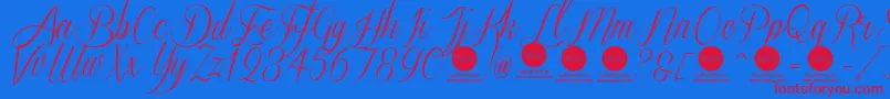 SverigescriptcleanDemo Font – Red Fonts on Blue Background