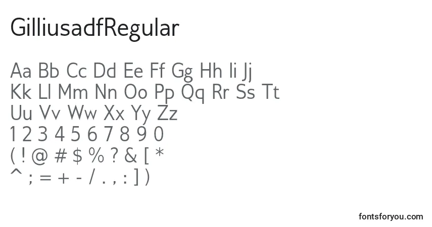 GilliusadfRegularフォント–アルファベット、数字、特殊文字