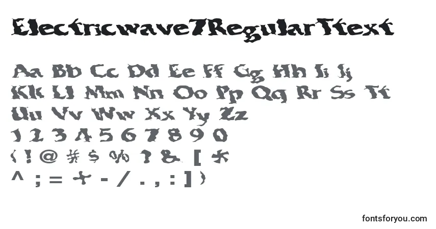 A fonte Electricwave7RegularTtext – alfabeto, números, caracteres especiais