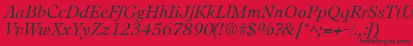 フォントLeamingtonItalic – 赤い背景に黒い文字