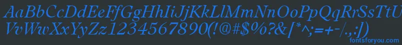 LeamingtonItalic Font – Blue Fonts on Black Background