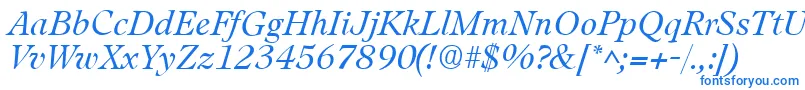 フォントLeamingtonItalic – 白い背景に青い文字