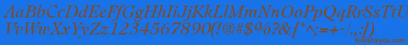 LeamingtonItalic Font – Brown Fonts on Blue Background