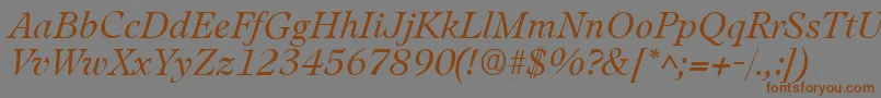 Czcionka LeamingtonItalic – brązowe czcionki na szarym tle