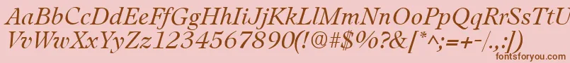 Fonte LeamingtonItalic – fontes marrons em um fundo rosa