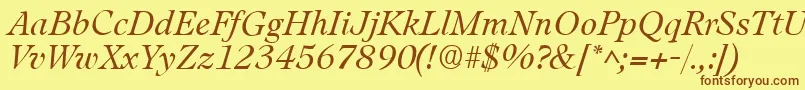LeamingtonItalic-fontti – ruskeat fontit keltaisella taustalla