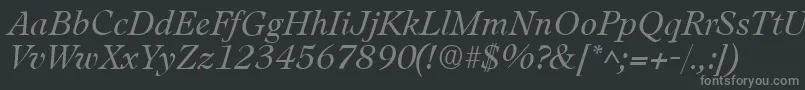 フォントLeamingtonItalic – 黒い背景に灰色の文字