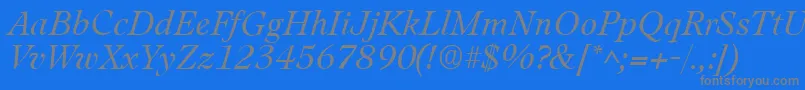 Więcej informacji o czcionce LeamingtonItalic Czcionka LeamingtonItalic – szare czcionki na niebieskim tle